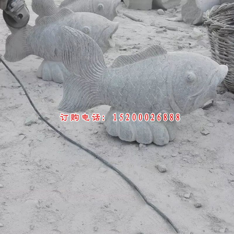 石雕鱼，喷泉鱼石雕，公园景观石雕 (2)