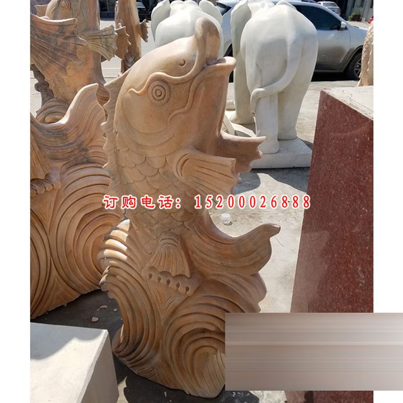 石雕鱼，晚霞红喷泉鱼 (4)