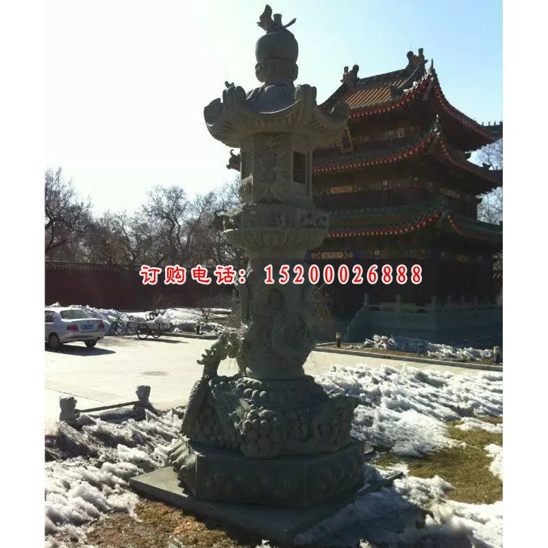 大理石灯雕塑，寺庙石雕灯 (2)