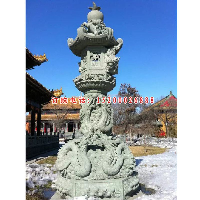 大理石灯雕塑，寺庙石雕灯 (4)