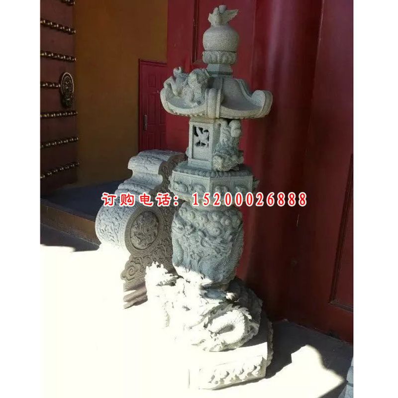 大理石灯雕塑，寺庙石雕灯 (5)