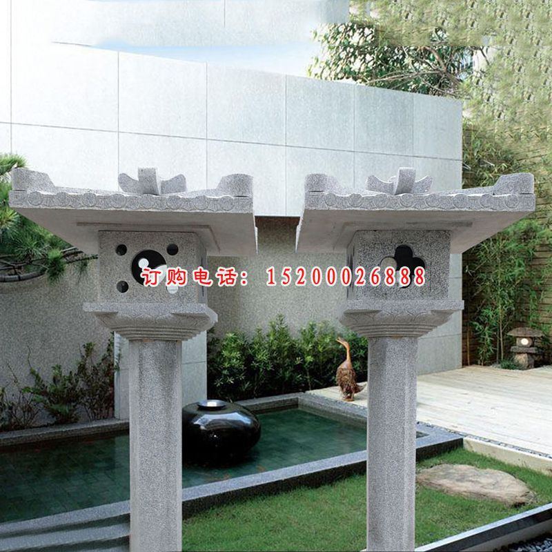 大理石仿古石灯，园林景观石雕