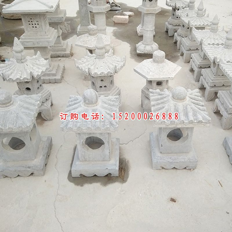 大理石日式石灯雕塑，公园景观摆件