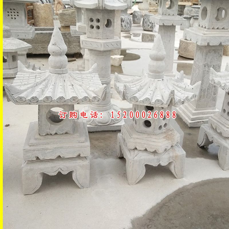 大理石日式石灯雕塑，别墅景观摆件