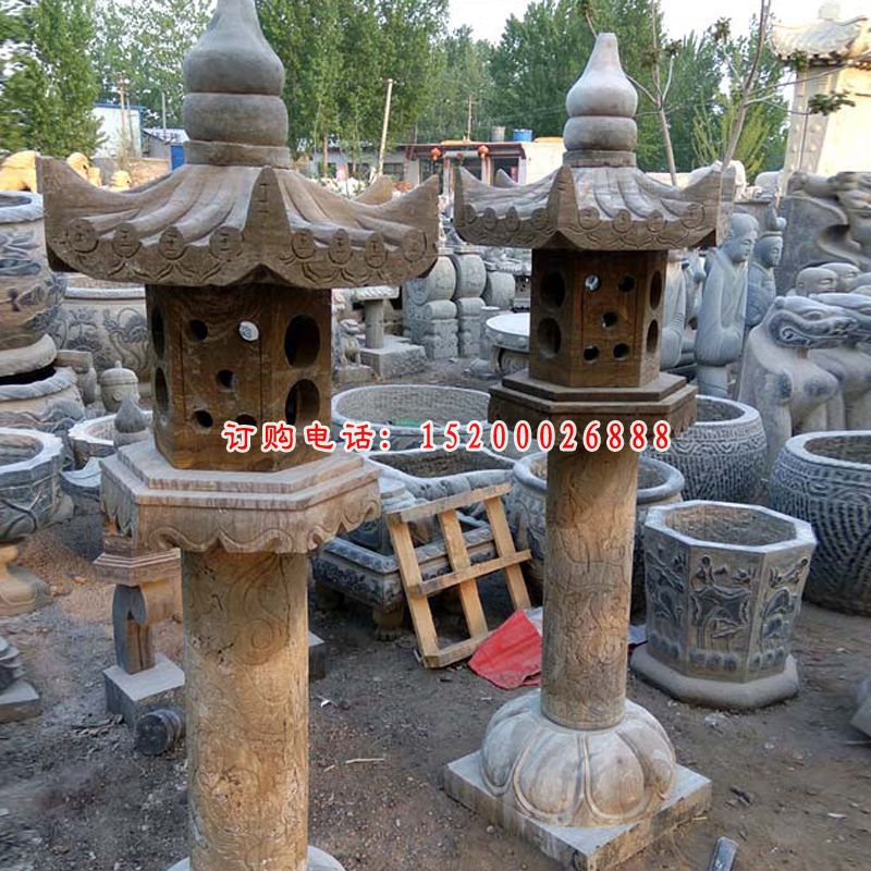 大理石四角宫灯  石雕公园景观摆件