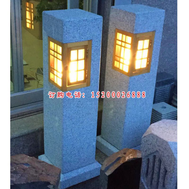 带木窗的石雕灯 大理石灯