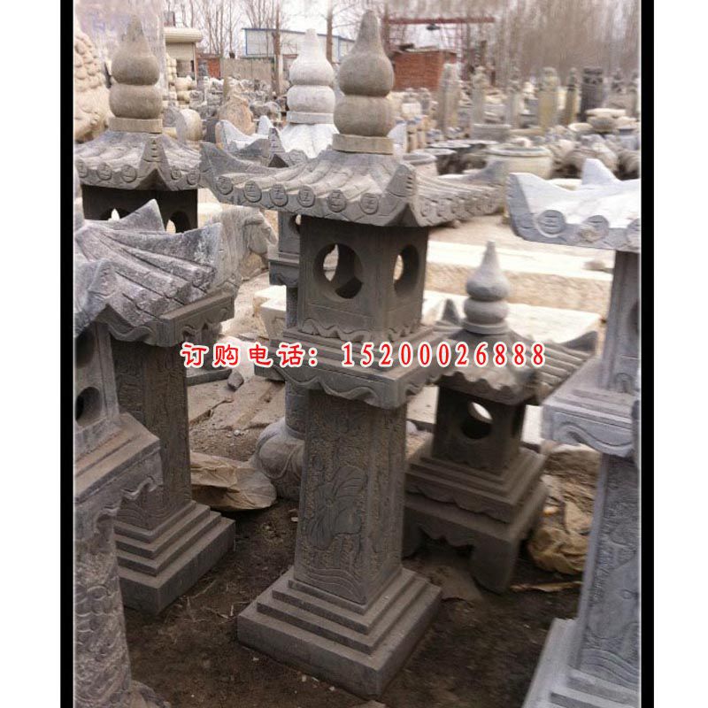 仿古古灯公园景观雕塑，仿古石雕塑