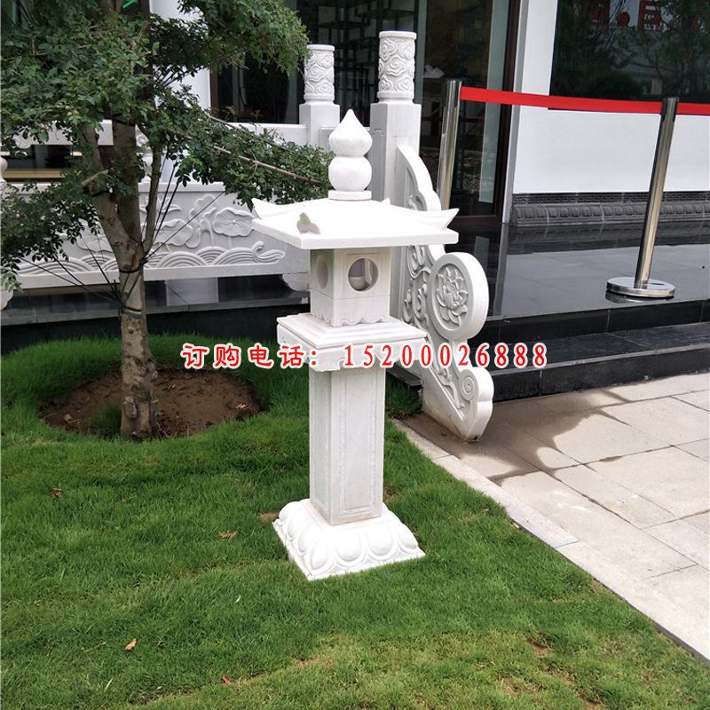 公园石灯雕塑，汉白玉石灯 (2)