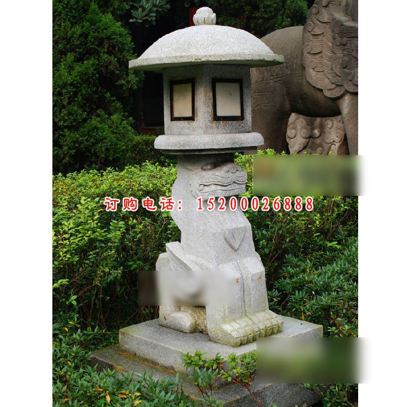 古代神兽造型石灯，园林景观石雕