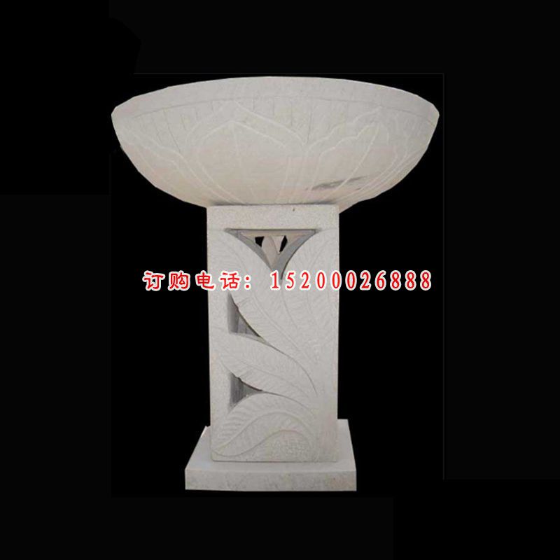 汉白玉古灯花盆    石雕小区摆件