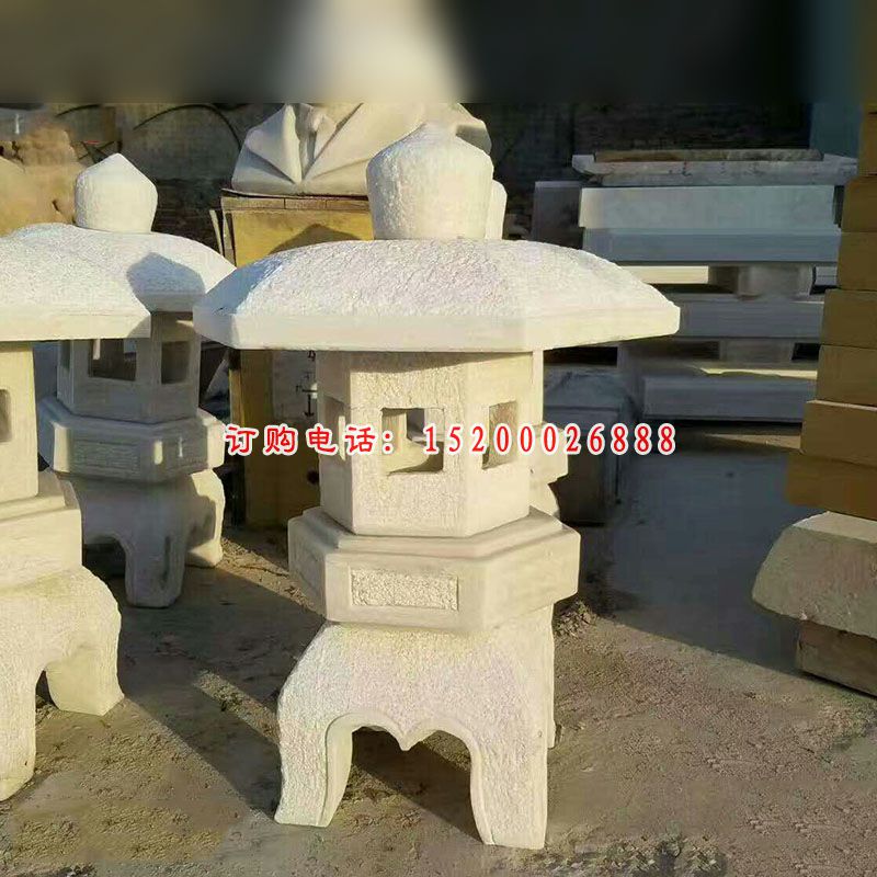 汉白玉石灯，小型石灯雕塑
