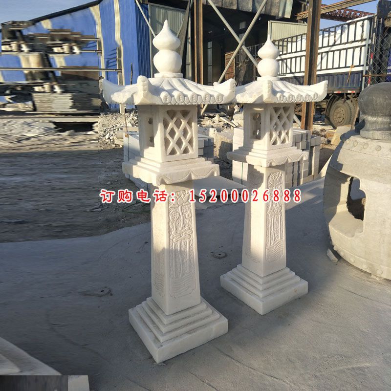 汉白玉石灯，园林景观石雕 (1)