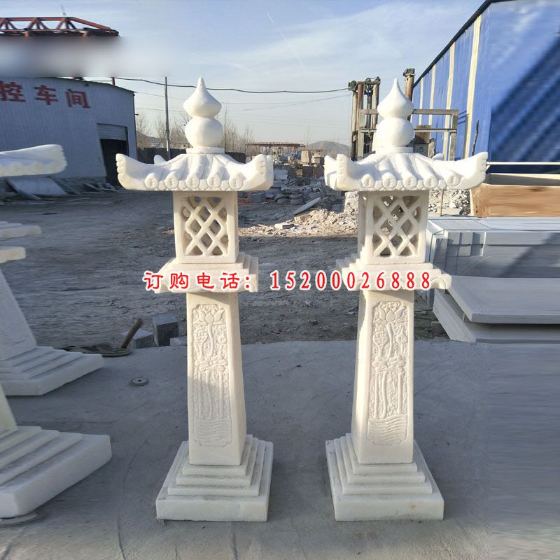 汉白玉石灯，园林景观石雕 (2)