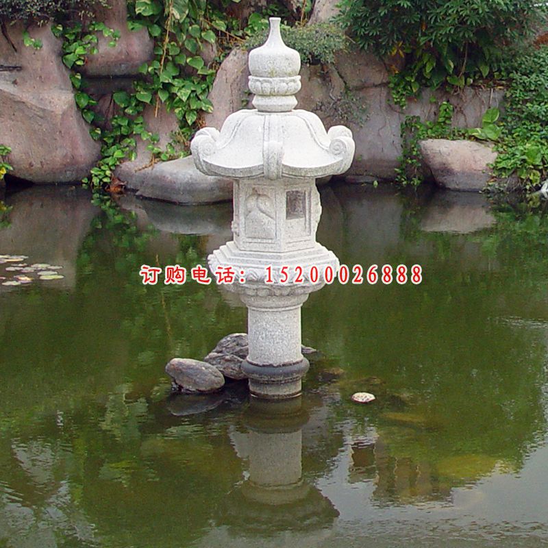 汉白玉石灯，园林石灯雕塑 (2)