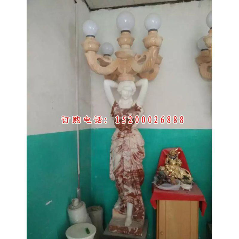 汉白玉西方人物雕塑，人物石灯雕塑 (1)