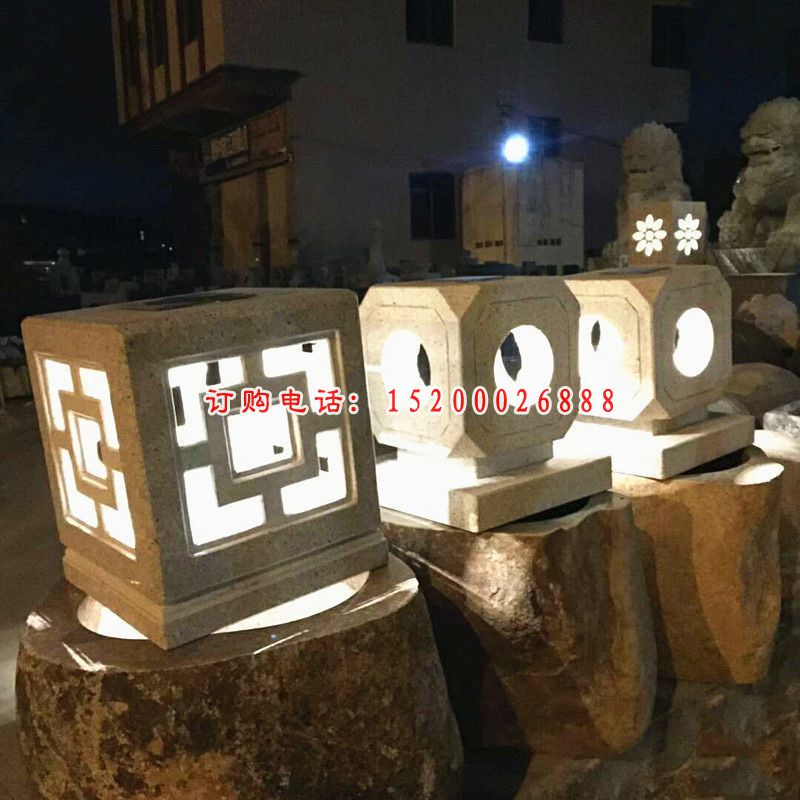 回字镂空石灯 公园石雕灯 (3)