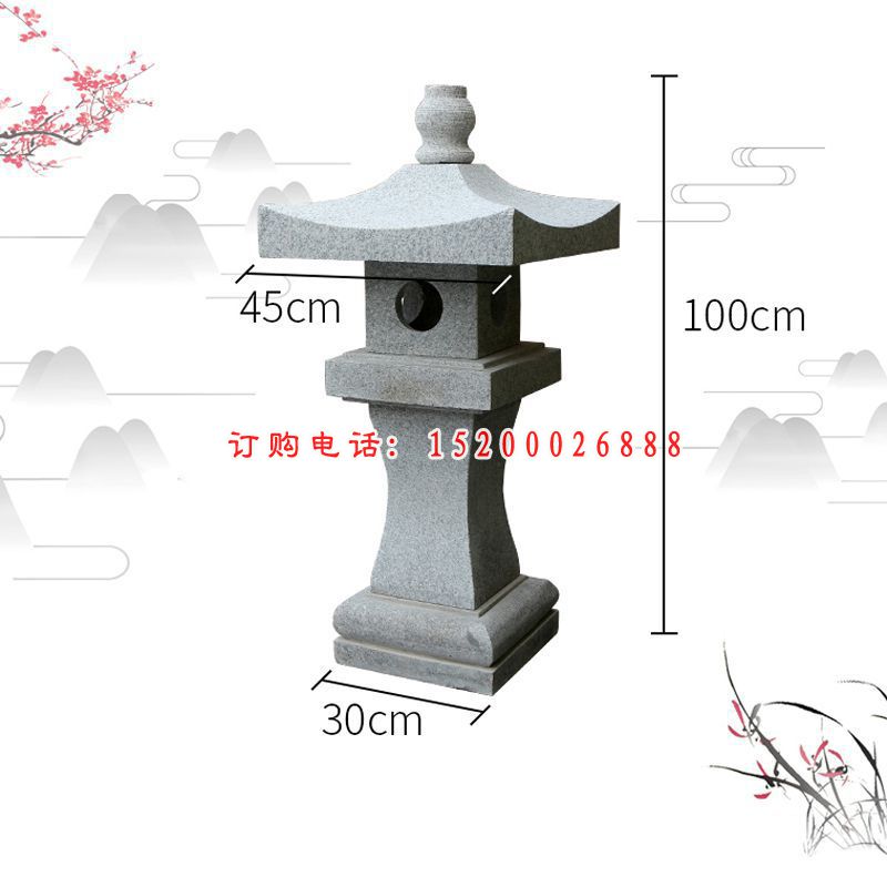 酒店落地照明石灯，仿古石灯