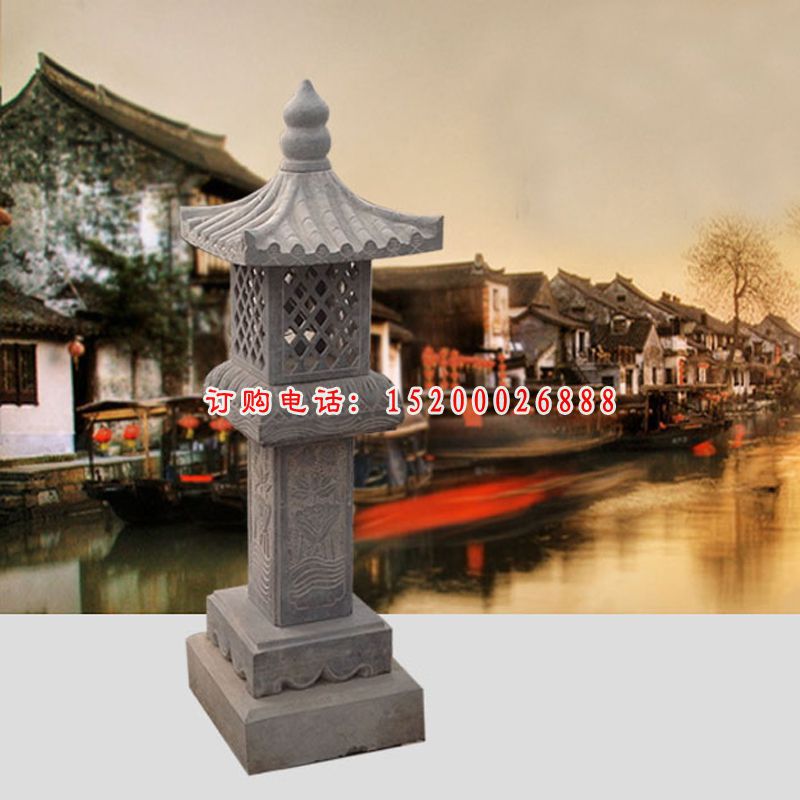 镂空窗石灯，大理石灯