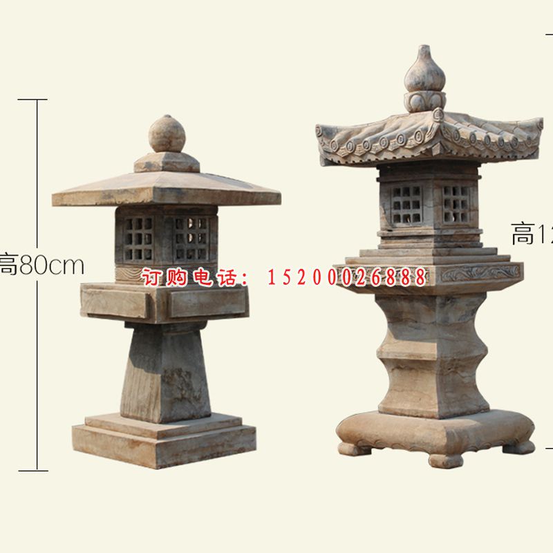 镂空灯窗，寺庙景观石灯 (1)