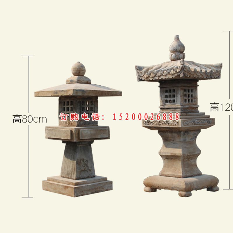 镂空灯窗，寺庙景观石灯 (2)