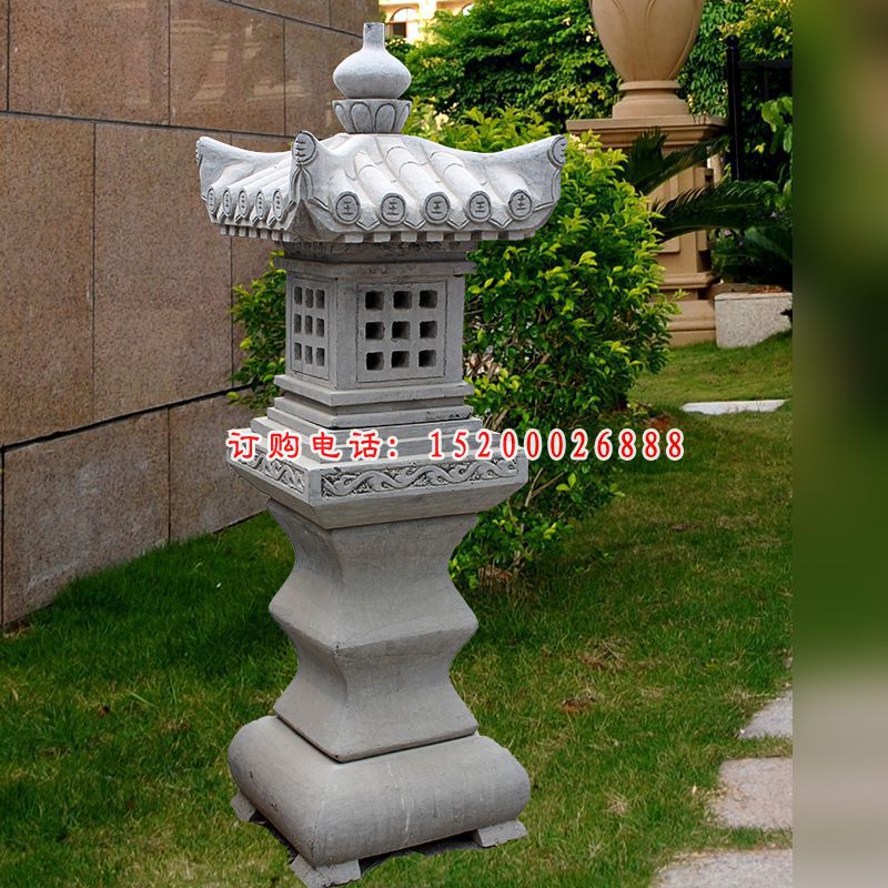 镂空石灯，园林景观石雕 (1)