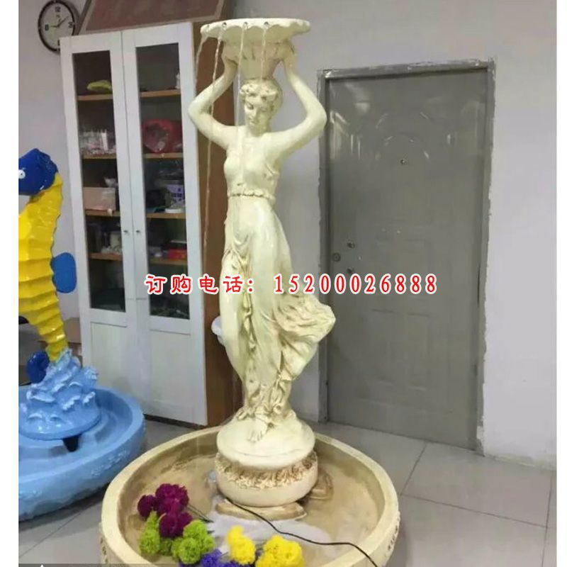 喷水盆石灯，西方人物石水盆 (1)
