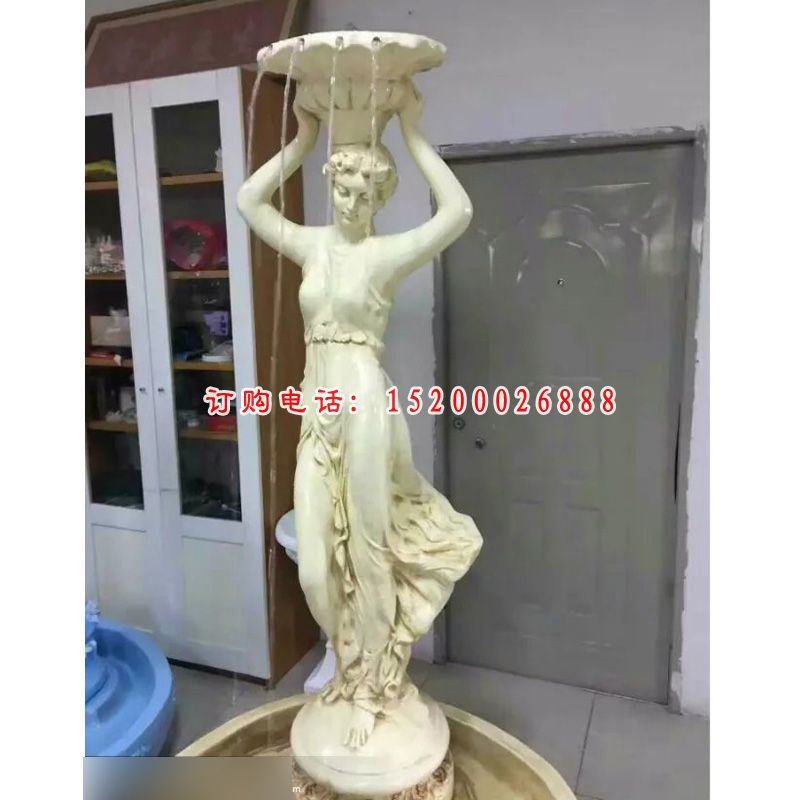 喷水盆石灯，西方人物石水盆 (3)