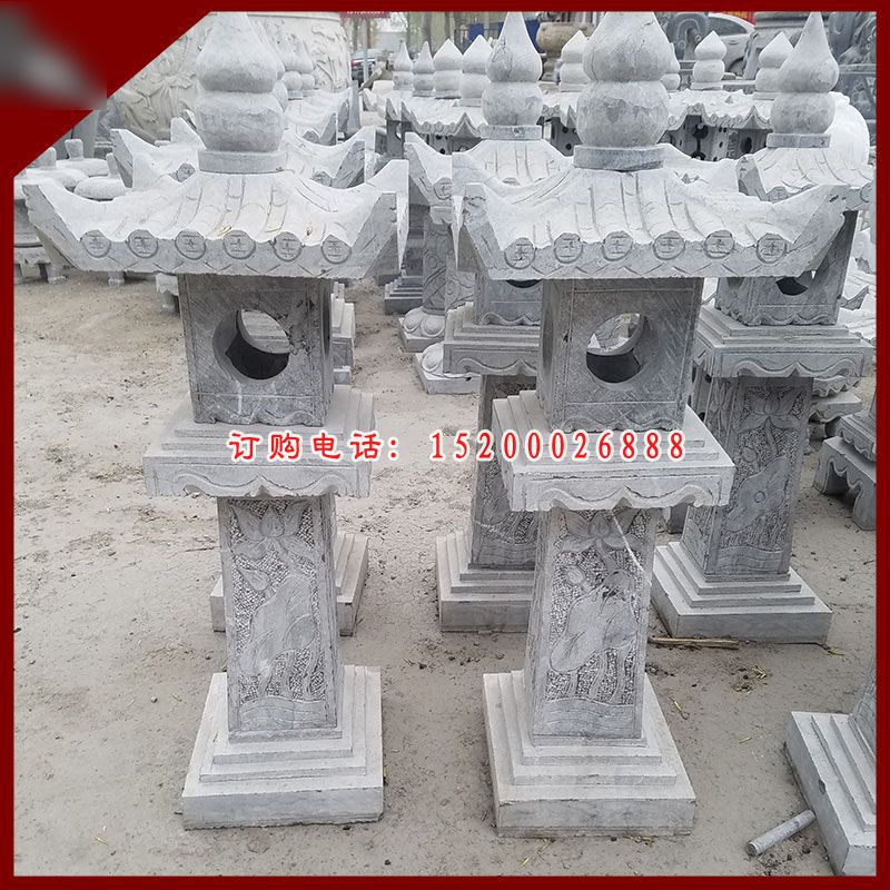 青石灯雕塑，园林景观石雕 (2)