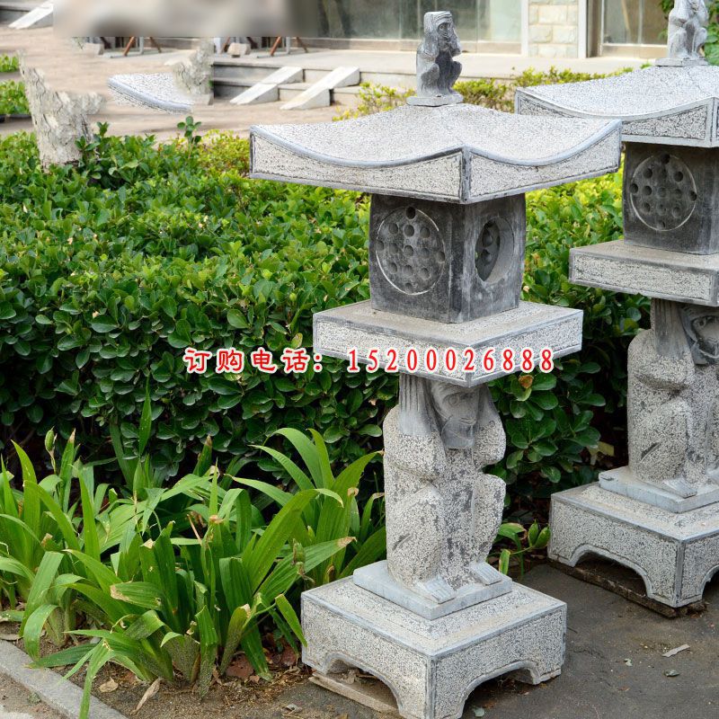 青石灯雕塑，园林景观石雕