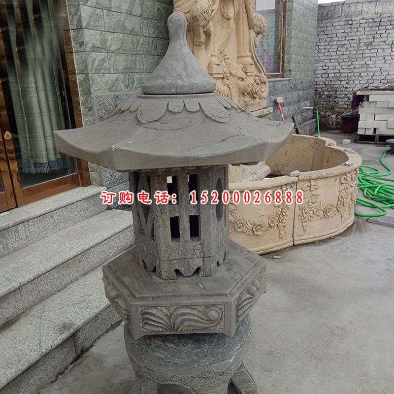 青石宫灯   石雕小区景观摆件 (3)