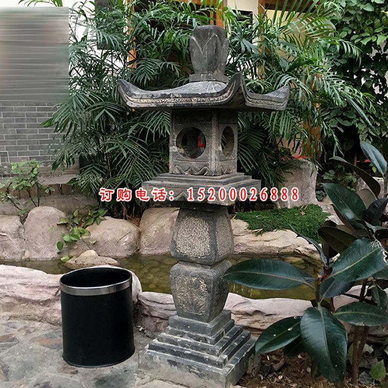 青石宫灯 石雕小区景观雕塑