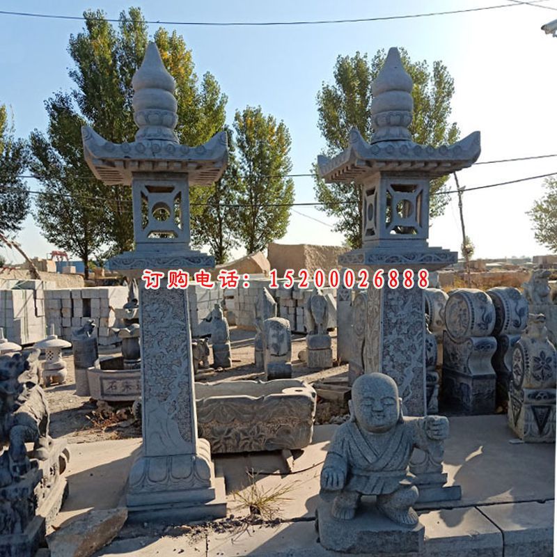 青石宫灯雕塑 公园石雕灯 (1)