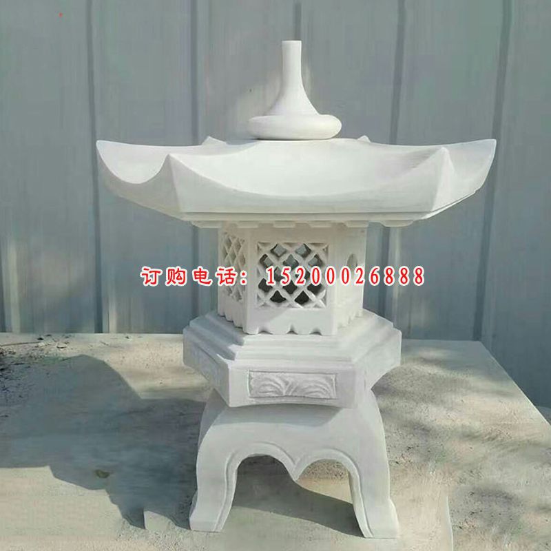 石灯雕塑，汉白玉小型石灯