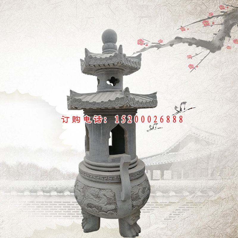 石灯塔炉寺庙景观雕塑