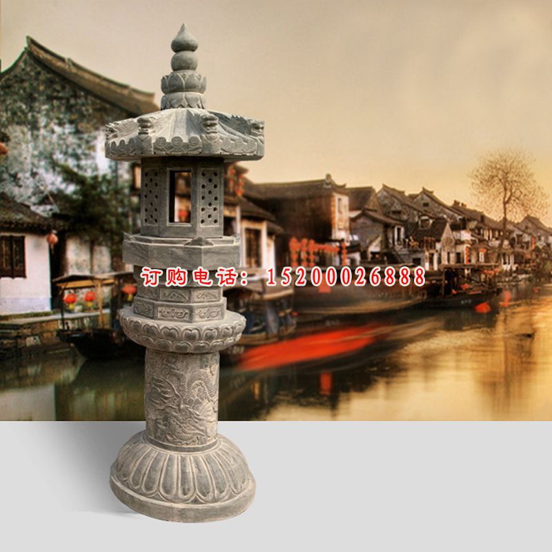 寺庙石灯雕塑，石灯雕塑