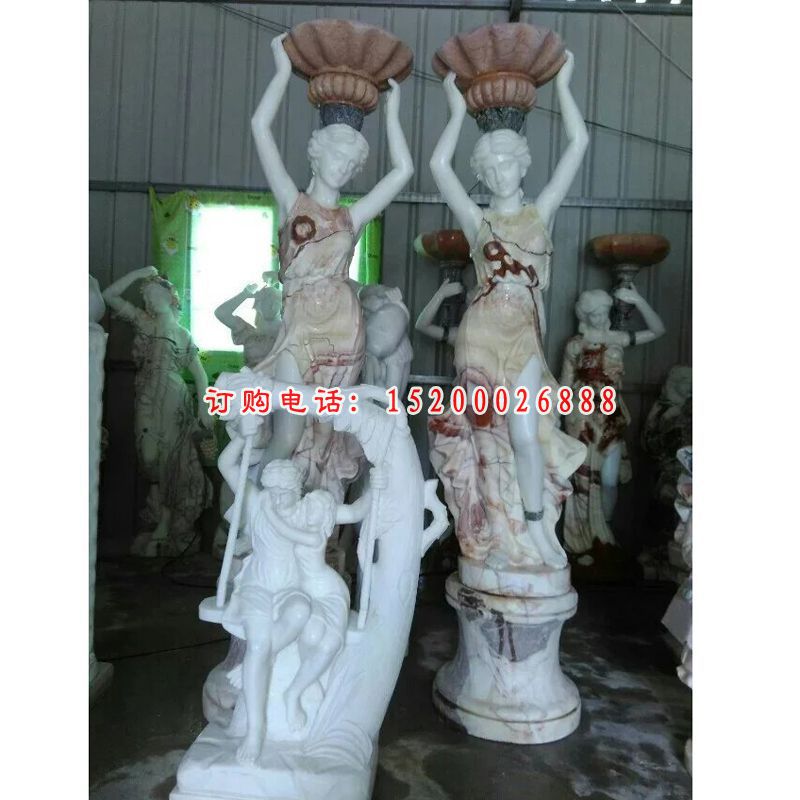 西方美女石灯，美女雕塑 (2)