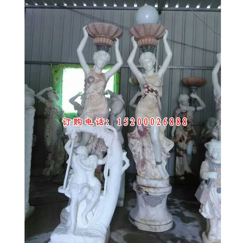 西方美女石灯，美女雕塑 (1)