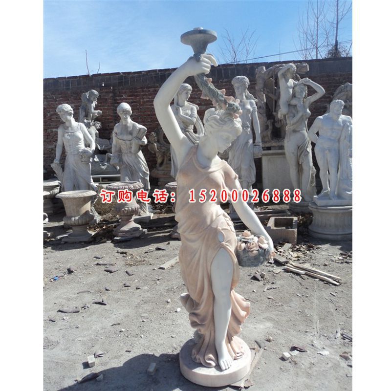 西方人物石灯，公园景观石雕