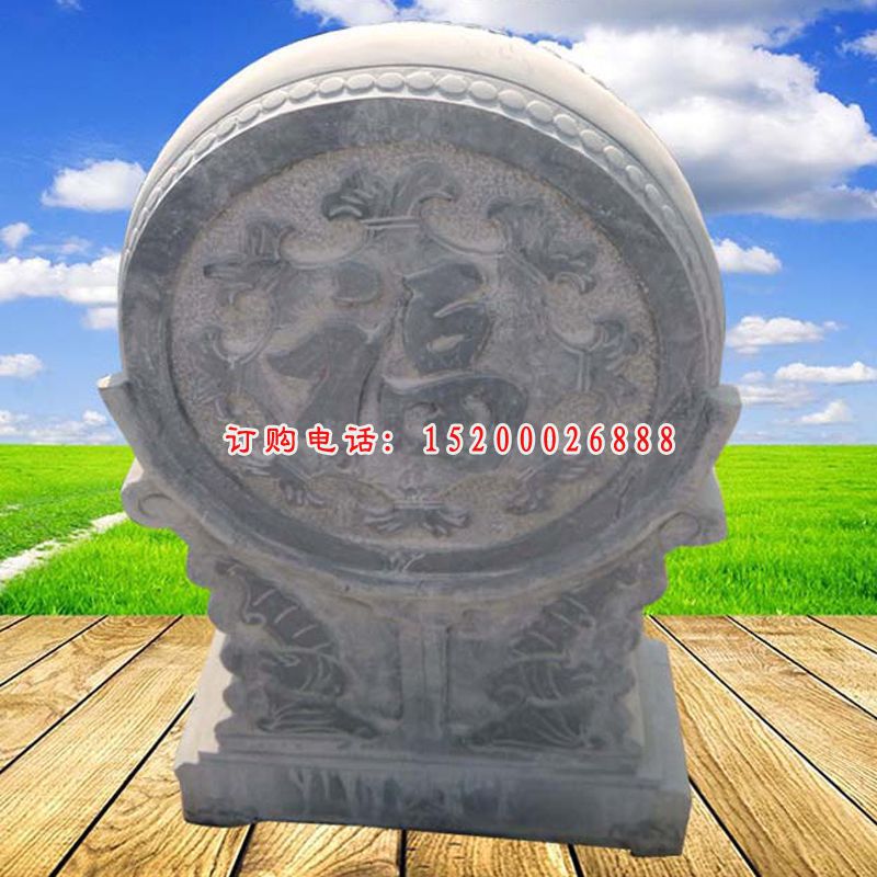青石门墩石雕,门口大象抱鼓石 (9)