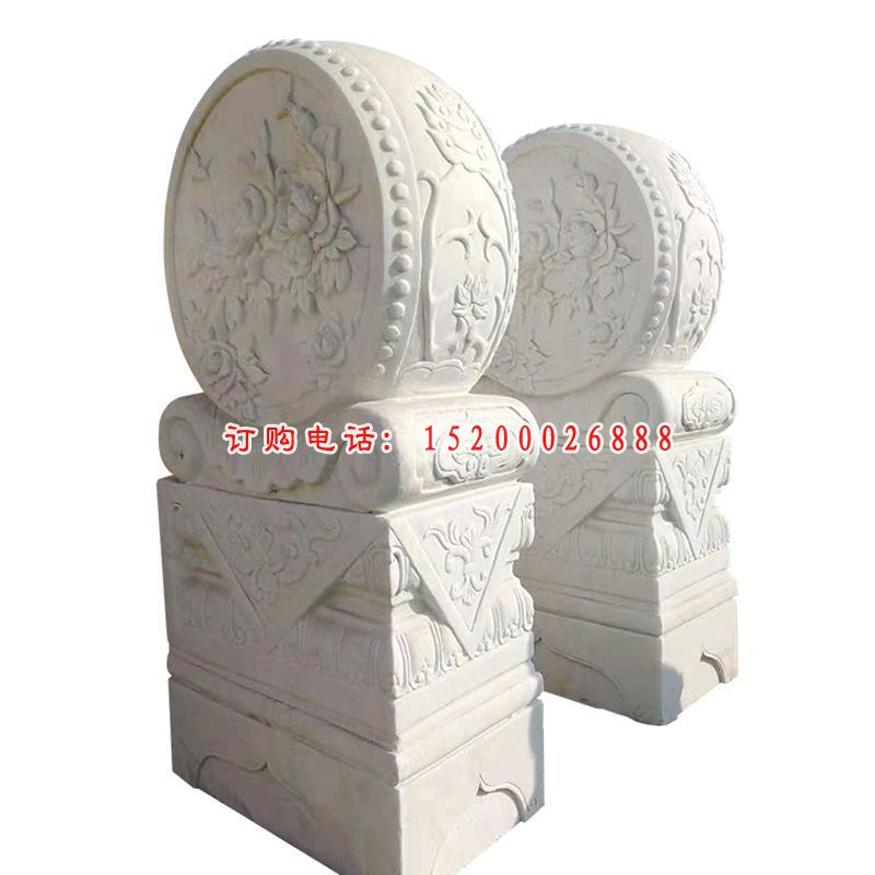 大理石荷花抱鼓  石雕庭院门口雕塑
