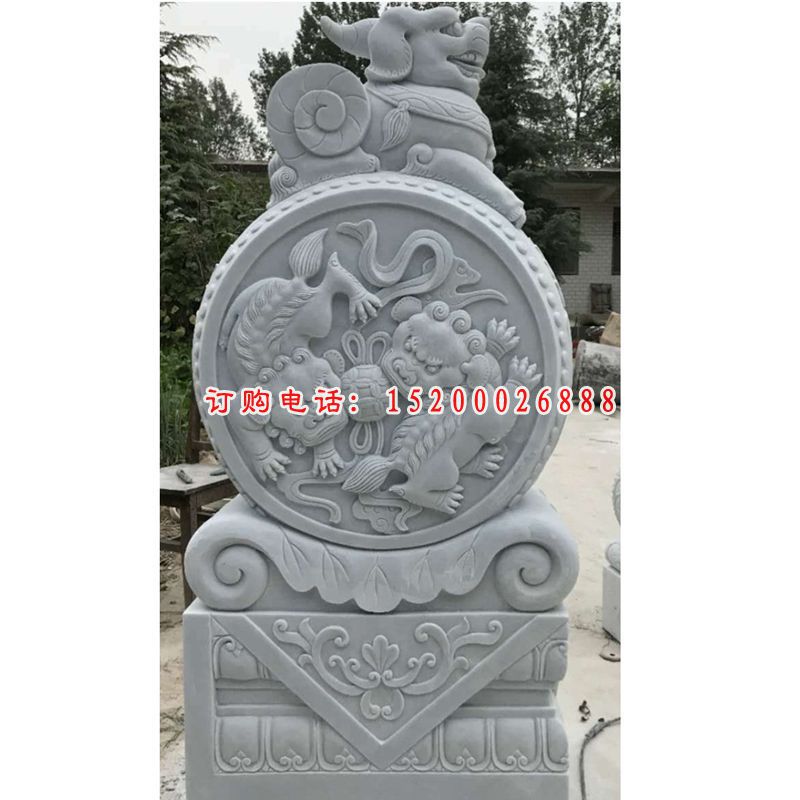 大理石抱鼓石雕塑，庭院景观摆件