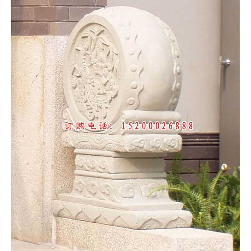 大理石浮雕抱鼓  石雕庭院景观雕塑