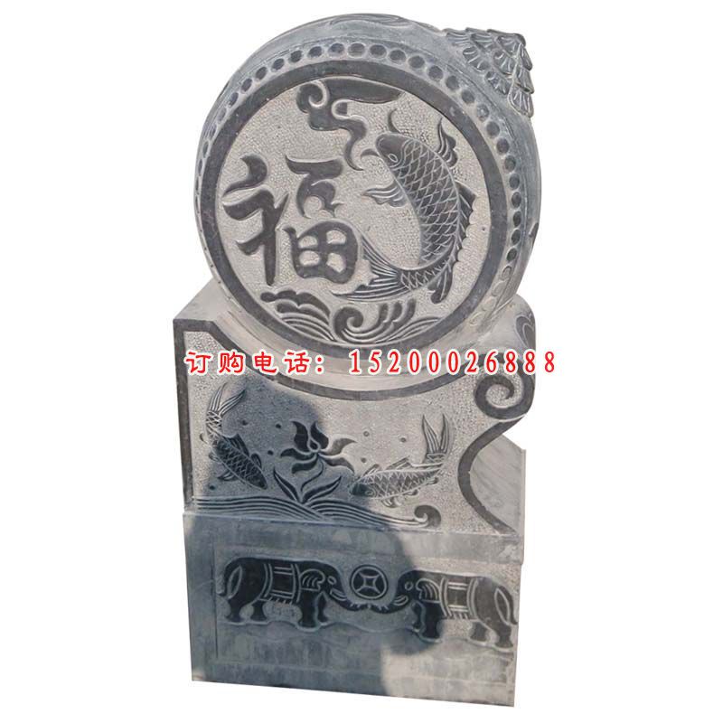 大理石门口抱鼓石 石雕门墩