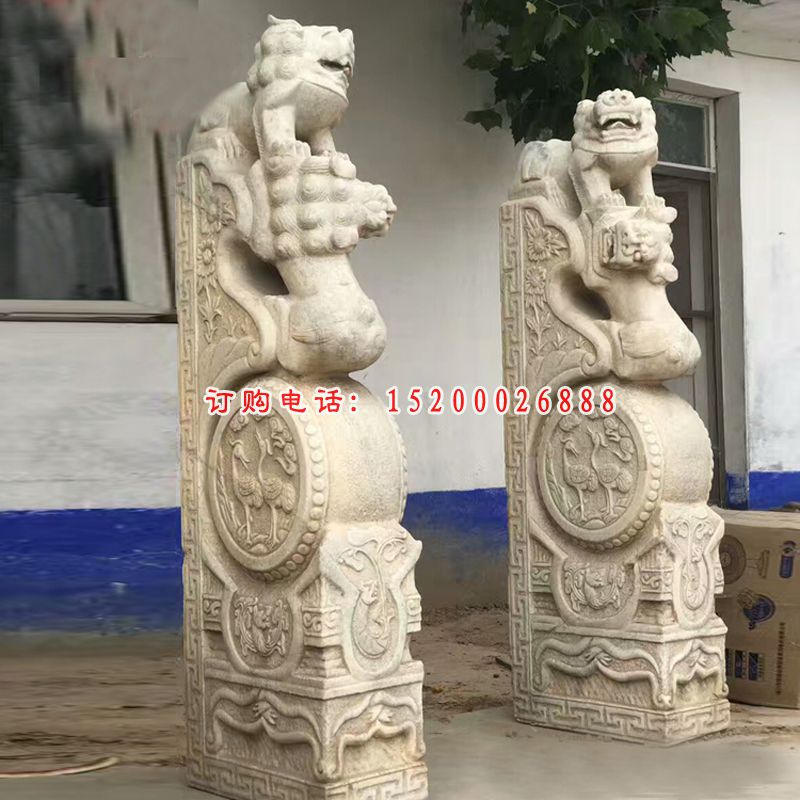 大理石狮子抱鼓    石雕抱鼓石 (1)