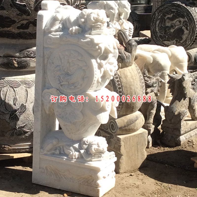 大理石狮子抱鼓   石雕门墩雕塑