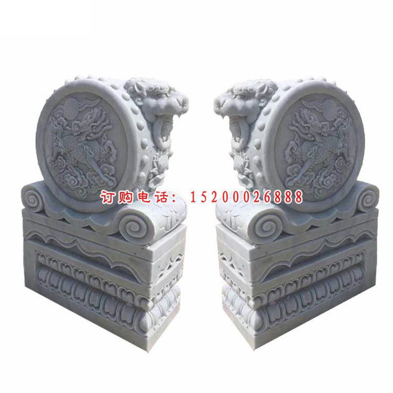 辟邪景观石雕，大理石抱鼓石雕塑