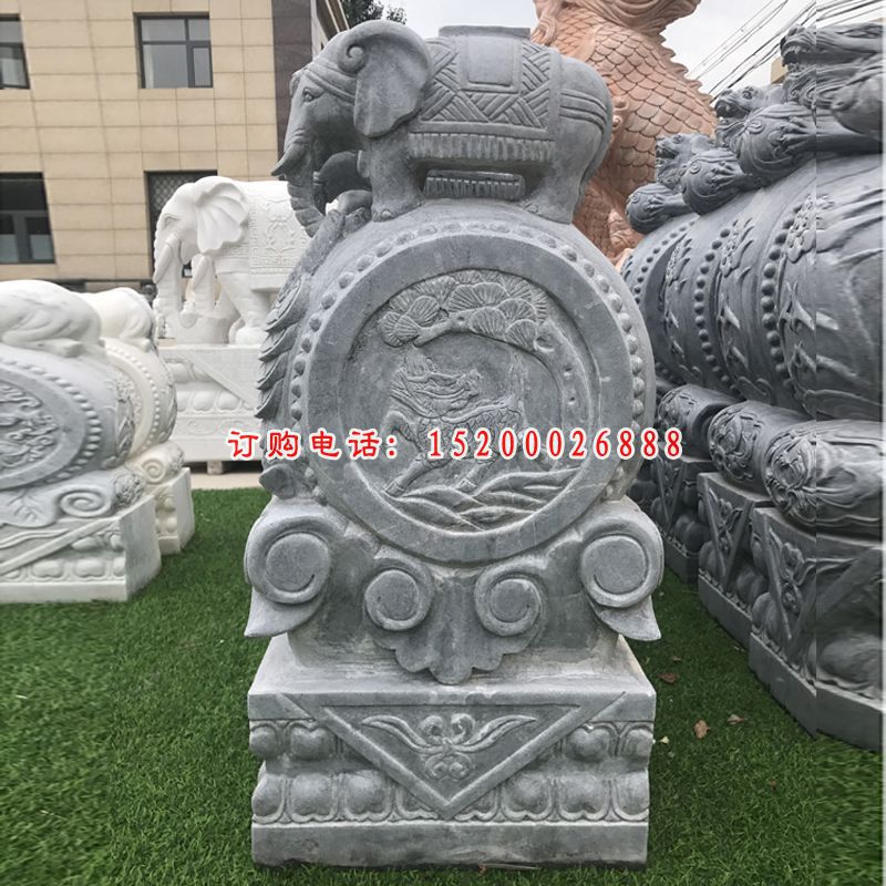 青石狮子抱鼓   石雕庭院门口雕塑 (2)