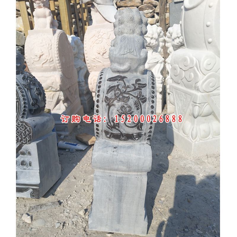 青石狮子抱鼓 石雕庭院景观雕塑