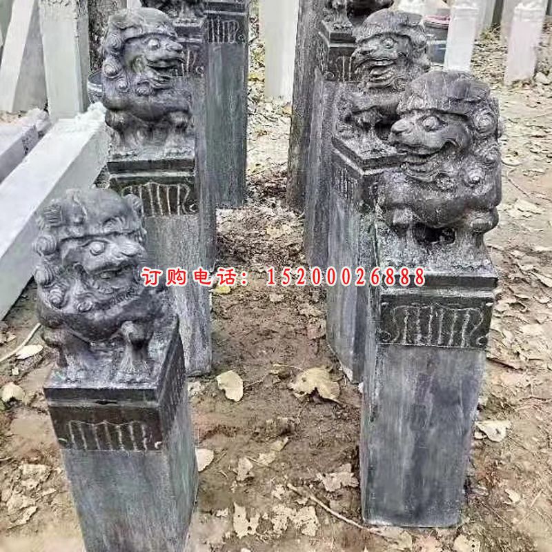 青石狮子门墩   石雕抱鼓石墩