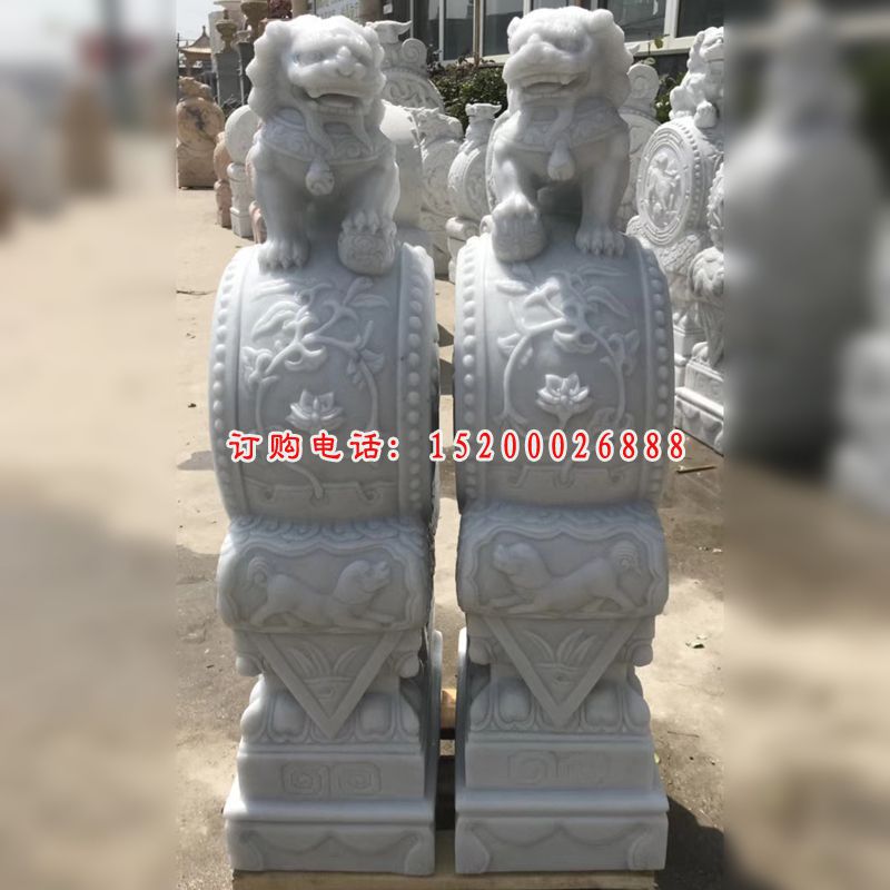 狮子抱鼓石雕塑，镇宅石门墩